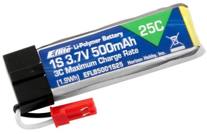 E Flite 500mAh 3.7V 1S 25C LiPo Battery (CA15431) 1 E Flite 500mAh 3.7V 1S 25C LiPo Battery (CA15431)